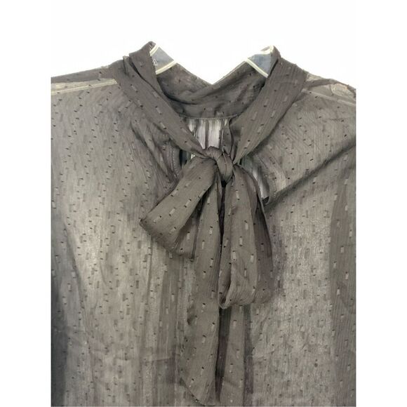 To The Max Women's Long Sleeve Sheer Tie Neck Sexy Top Blouse black size medium - Picture 7 of 8